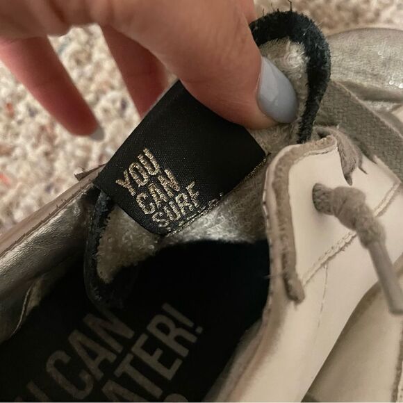 P448 John Leather Shoes White Copper Low Top Lace Casual Sneaker- Size 39 (9) - Picture 6 of 10